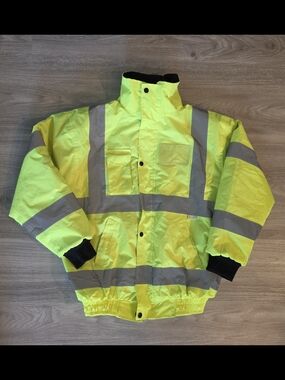 High-Visibility Safety Jacket - Neon Yellow with Reflective Stripes
